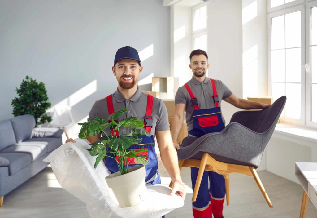 Apartment movers moving furniture