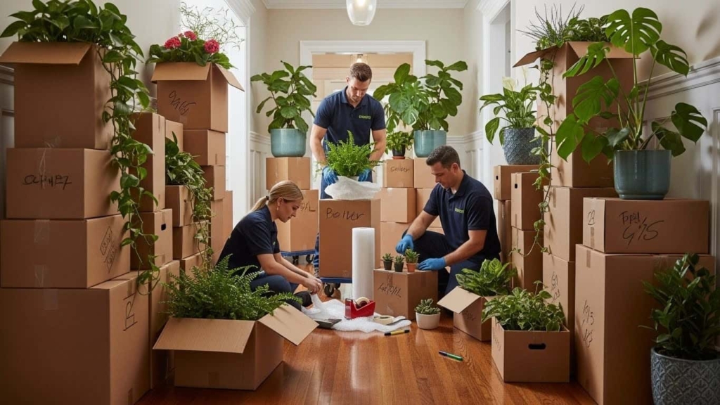 how to pack houseplants for moving